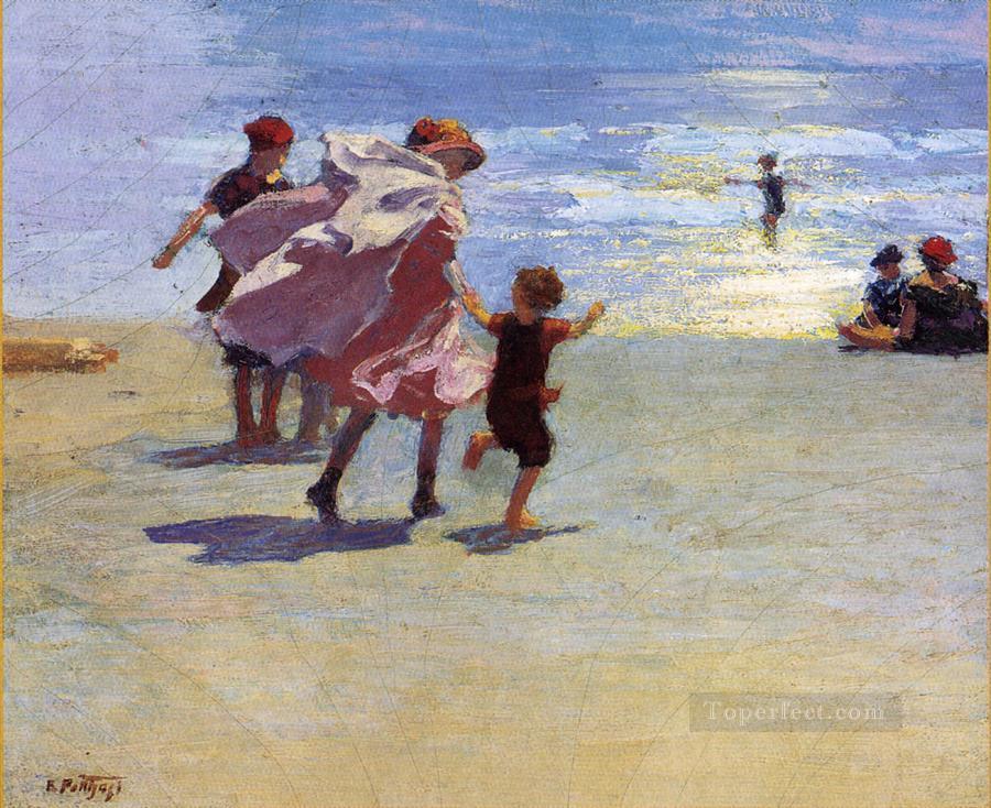 Brighton Beach Impressionist beach Edward Henry Potthast Oil Paintings